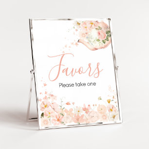 Affiche Thème de thé floral rose pour deux cadeaux de baby