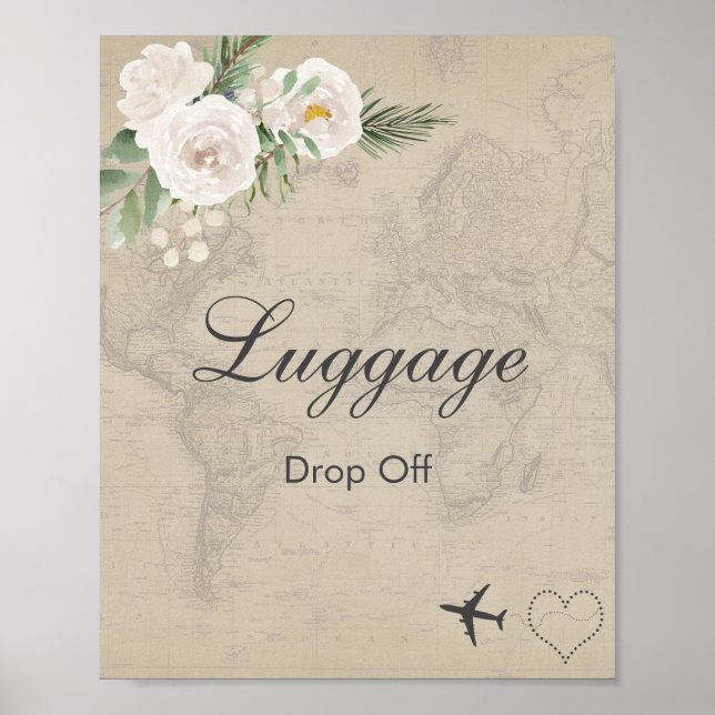 Affiche Thème de voyage douche de mariée Bagages à déposer (Devant)