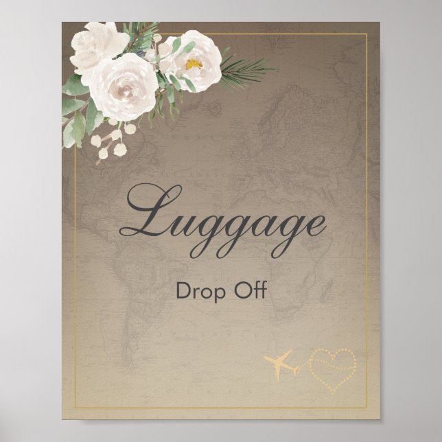 Affiche Thème de voyage douche de mariée Bagages à déposer (Devant)