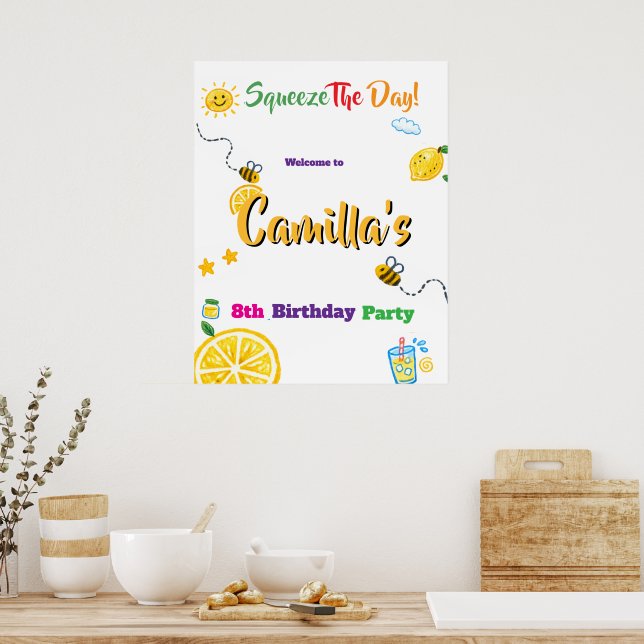 Affiche Thème d'été aux citrons pour l'anniversaire des en (Cuisine)
