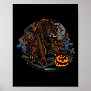 Affiche Thème d'Halloween de loup-garou cool