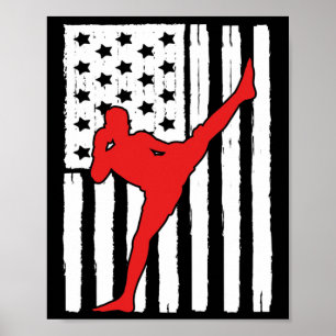 Affiche Thème Drapeau Américain Muay Thai Conception Graph
