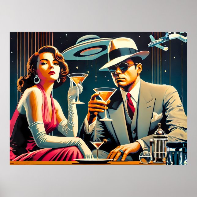 Affiche Thème Gangster Martini Party de l'ère spatiale Las (Devant)