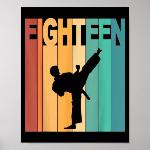 Affiche Thème Karaté Taekwondo 18 ans 18e Anniversaire