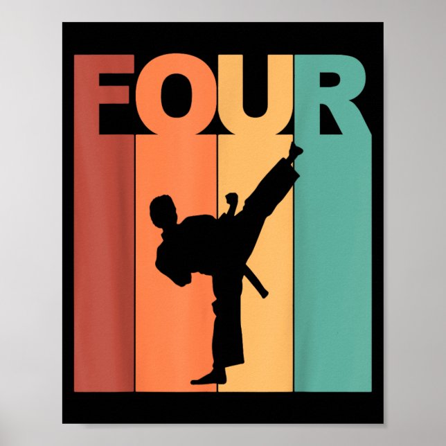 Affiche Thème Karaté Taekwondo 4e anniversaire 4 ans (Devant)