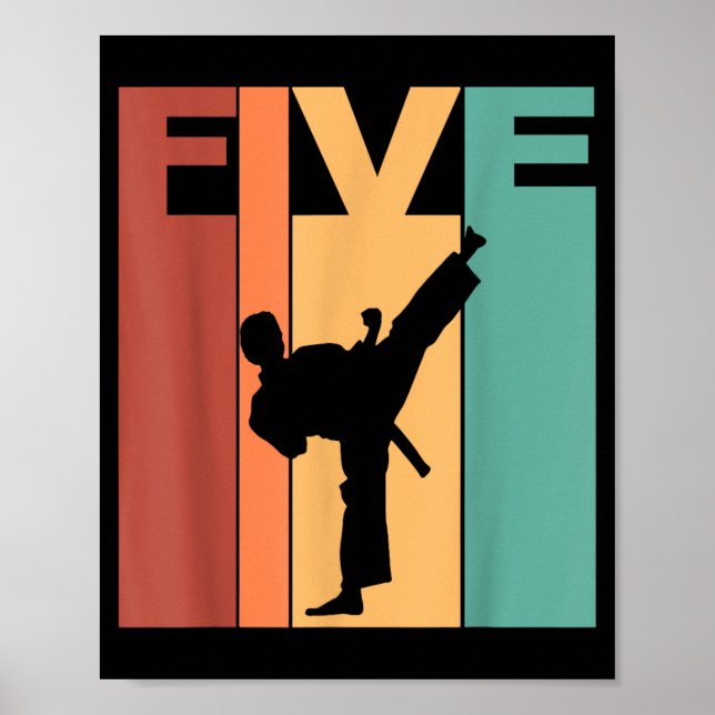 Affiche Thème Karaté Taekwondo 5ème Anniversaire 5 Ans (Devant)