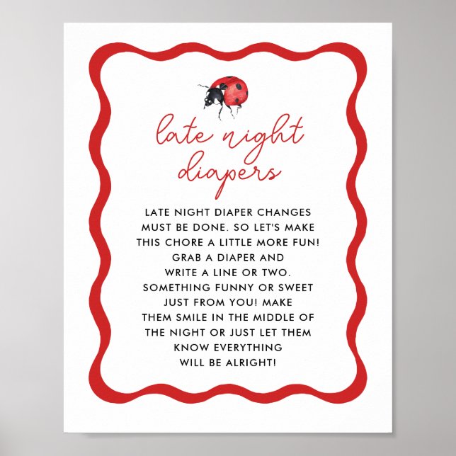 Affiche Thème Ladybug Late Night Diaper Jeu Signe (Devant)