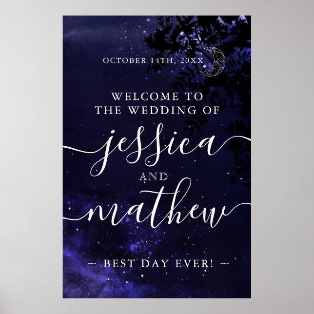 Affiche Thème Mariage céleste Bienvenue à notre Mariage (Devant)