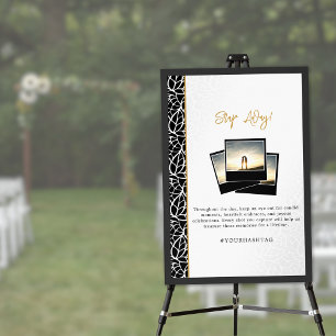 Affiche Thème Mariage feuille S'effondrer #YOURHASHTAG