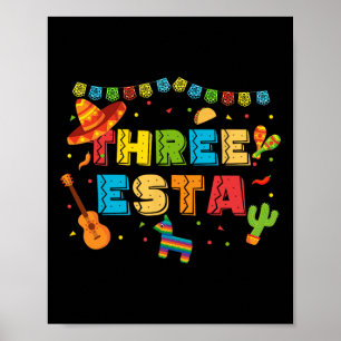 Affiche Thème Mexicain 3ème Anniversaire 3 Ans Enfants Tro