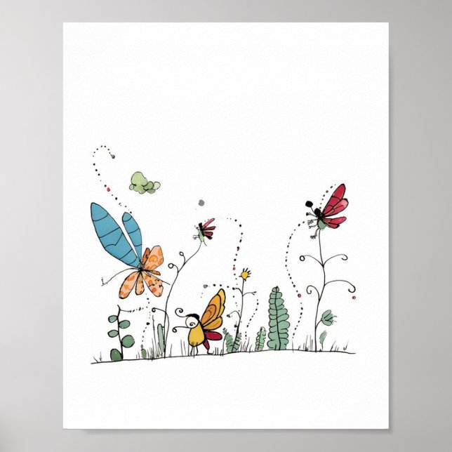 Affiche thème papillons et fées (Devant)
