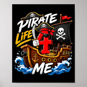 Affiche Thème pirate pour enfants 4 ans anniversaire garço