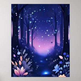 Affiche THÈME PURPLE BLEU PURPLE Enchanted Forest