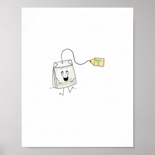 Affiche thème thé, amateur de thé, sachet de thé