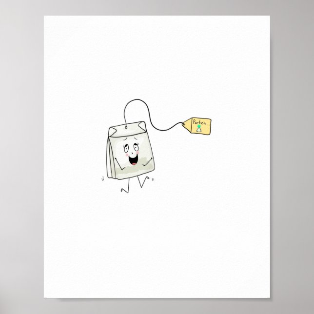 Affiche thème thé, amateur de thé, sachet de thé (Devant)