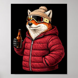 Affiche Thèmes animaux renard partie après ski shirt skiAn