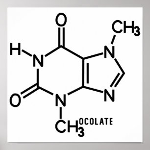 Affiche Théobromine au chocolat Formule chimique moléculai