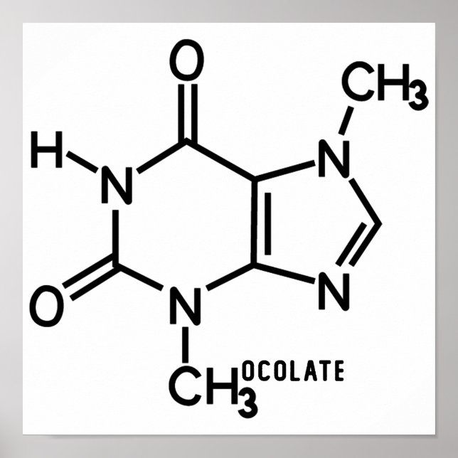 Affiche Théobromine au chocolat Formule chimique moléculai (Devant)