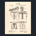 Affiche Théodolite solaire 1883 Brevet Art Vieux Poivre<br><div class="desc">Cette impression d'art breveté est basée sur une oeuvre d'art tirée d'un dessin dans un brevet américain.</div>