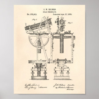 Affiche Théodolite solaire 1883 Brevet Art Vieux Poivre
