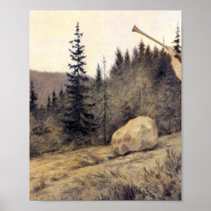 Affiche Theodor Kittelsen - Op Under Fjeldet Toner En Lur