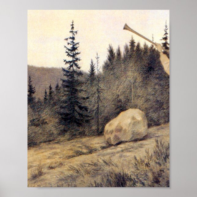 Affiche Theodor Kittelsen - Op Under Fjeldet Toner En Lur (Devant)