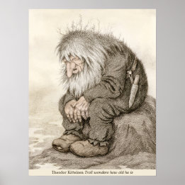 Affiche Theodor Kittelsen Troll se demande comment vieux C