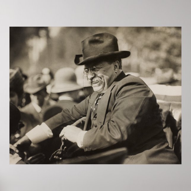 Affiche Theodore Roosevelt souriant en voiture (Devant)
