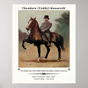 Affiche Theodore (Teddy) Roosevelt à cheval