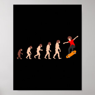 Affiche Théorie de l'évolution skateboard drôle