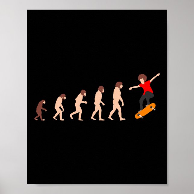 Affiche Théorie de l'évolution skateboard drôle  (Devant)
