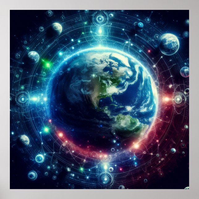 Affiche Théorie multivers visuel Univers parallèles sur un (Devant)