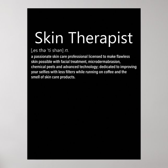 Affiche Thérapeute de la peau Définition Amateur de soins  (Devant)
