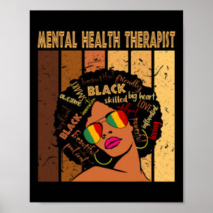 Affiche Thérapeute en santé mentale Afro Femmes Noir Histo