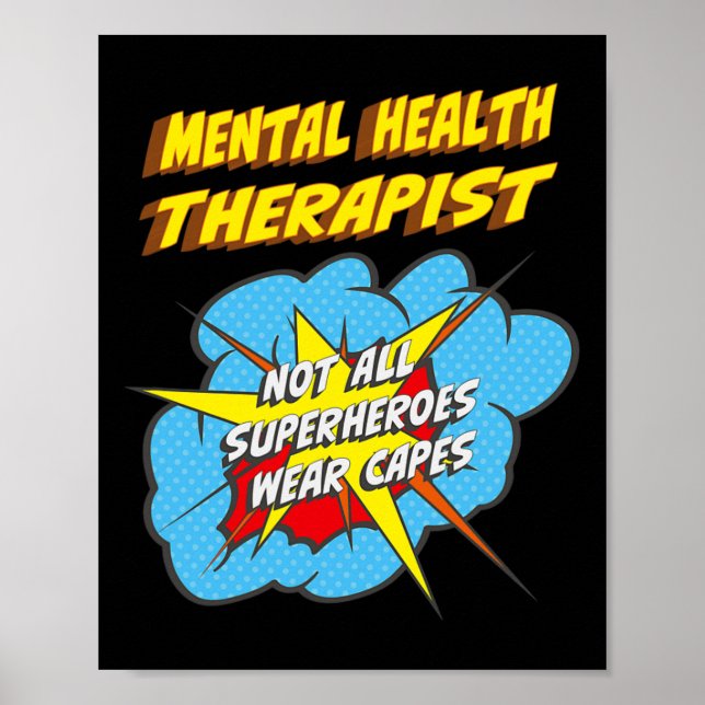 Affiche Thérapeute en santé mentale Fun Superhero emploi (Devant)
