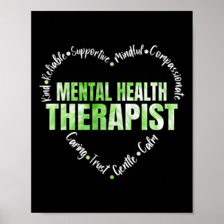 Affiche Thérapeute en santé mentale mot cœur