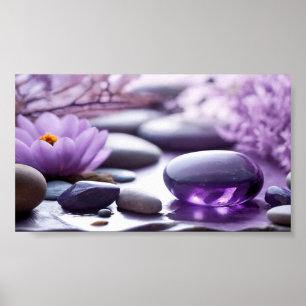 Affiche Thérapeute Psychologue Fleurs de Lotus Pierres Zen