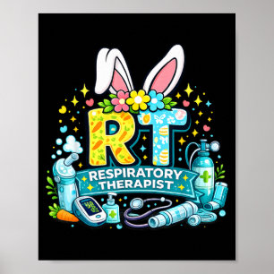 Affiche Thérapeute respiratoire lapin de Pâques drôle humo