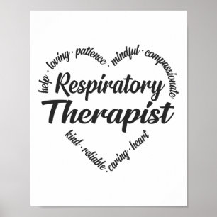 Affiche Thérapeute respiratoire Mot du coeur Nuage de mots