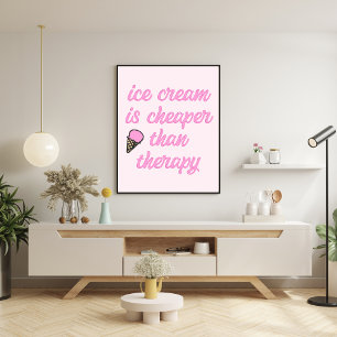 Affiche Thérapie à la crème glacée - Citation amusante été
