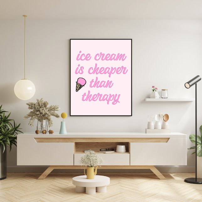 Affiche Thérapie à la crème glacée - Citation amusante été (Créateur téléchargé)