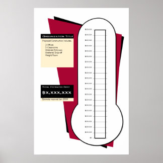 Affiche Thermomètre de collecte de fonds en rouge - 20 sec