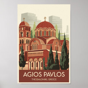 Affiche Thessalonique Agios Pavlos Travel Art Vintage