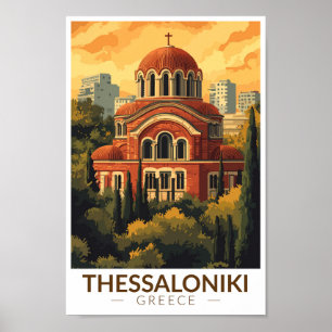 Affiche Thessalonique Grèce Agios Pavlos Travel Art Retro