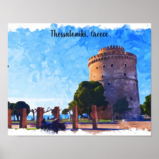 Affiche Thessalonique Grèce Aquarelle (Devant)