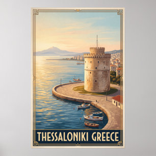 Affiche Thessalonique Grèce Voyage Rétro Vintage