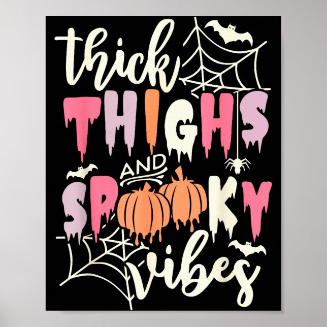 Affiche Thick Thighs And Soky Vibes Retro Groovy Halloween (Devant)