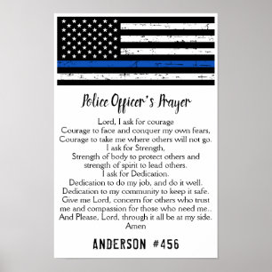 Affiche Thin Blue Line Flag Police Officer Prayer
