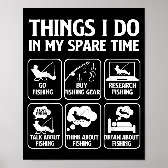 Affiche Things I Do In My Spare Time Fishing Boys Funny Fi (Devant)