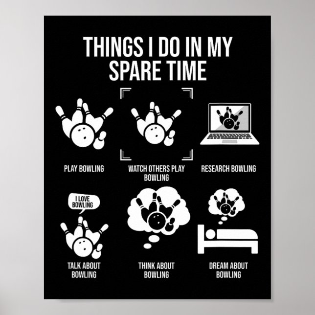 Affiche Things I Do In My Spare Time Funny Bowling Team Bo (Devant)